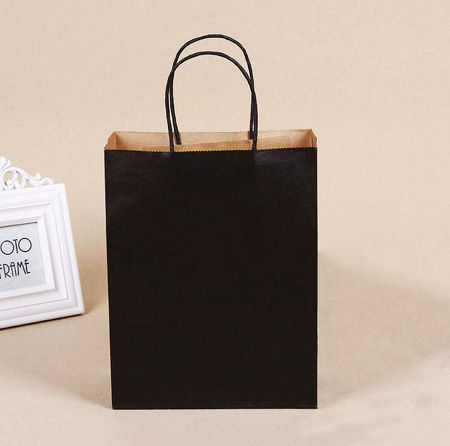 Smallorders GY098 Custom Fashion Eco-friendly Black Gift Shopping Kraft Paper Bags With Logo Printed supplier