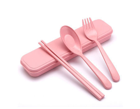 Wheat Straw Cutlery Set Children Tableware Set Creative Portable Eco-friendly Cutlery with Box supplier