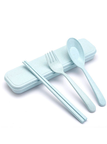 Wheat Straw Cutlery Set Children Tableware Set Creative Portable Eco-friendly Cutlery with Box supplier
