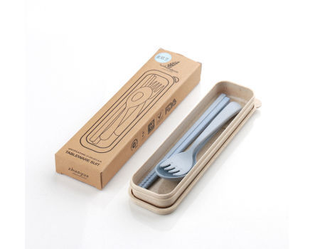 Wheat Straw Cutlery Set Children Tableware Set Creative Portable Eco-friendly Cutlery with Box supplier