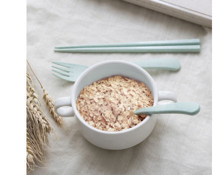 Wheat Straw Cutlery Set Children Tableware Set Creative Portable Eco-friendly Cutlery with Box supplier