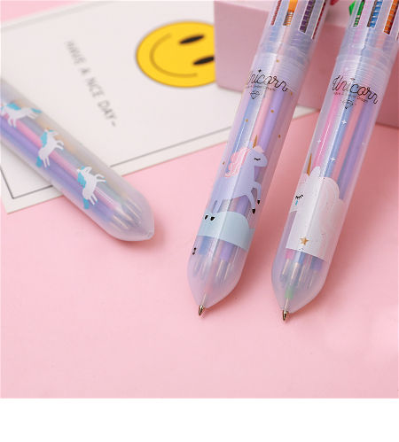 Plastic Ballpoint Pen 0.7mm 10-color Cartoon Unicorn Student Stationery Ball Point Pen supplier