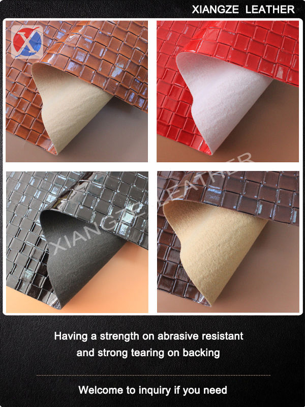 Woven pattern fashion ladies bag leather waterproof and wear-resistant pvc leather supplier