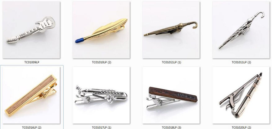 Gold plated Brass metal tie clips with sapphire stones for men, customized Colors and Logos supplier
