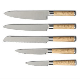 Premium 5Pcs Stainless Steel Kitchen Chef Knife Set With Wooden Handle supplier
