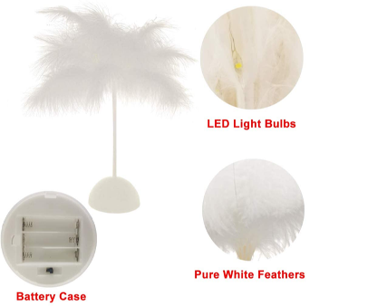 Feather LED Lamp Nordic Modern Fairy Dandelion Christmas Night Light for Living Room Desk Cafe- supplier