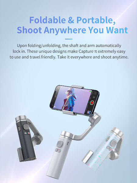 Portable Smart Handheld Camera Stabilizer Selfie Living Streaming Foldable 3 Axis Phone Gimbal supplier