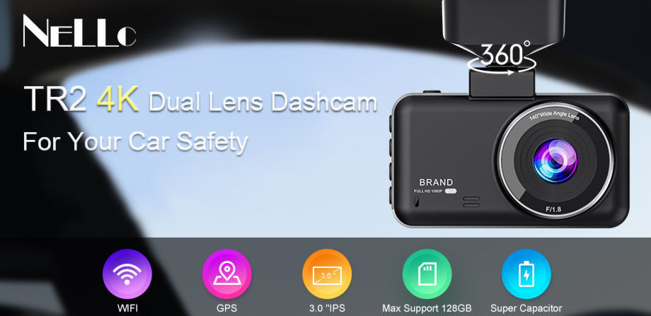 New private 4k car dash camera dual lens 4k+1080p car video recorder car dashboard original factory supplier