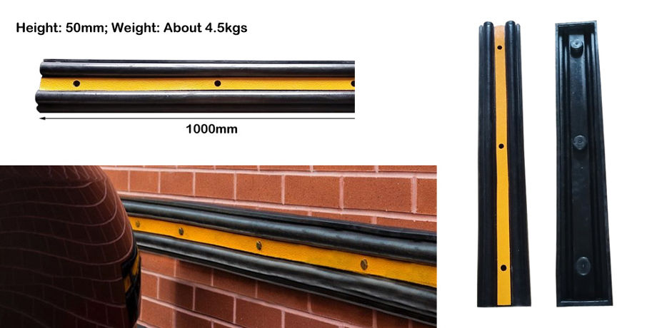 Yellow Reflective Warning Safety Car Parking Lot Black Rubber Wall Protector supplier