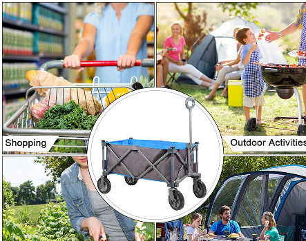 Utility Wagon Cart collapsible Folding Outdoor Camping Garden Trolley Buggy Pull Along Cart supplier