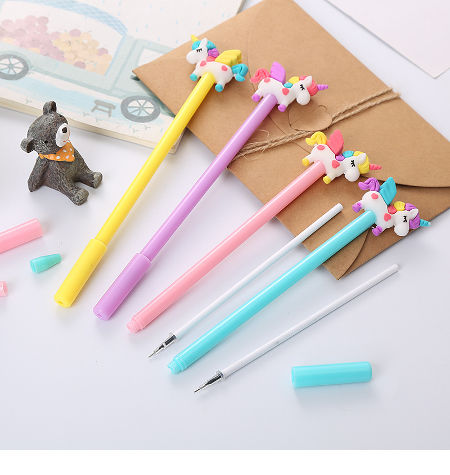 Gel Pen Wholesale 0.5mm 3D Cute Cartoon Unicorn Plastic Gel Ink Pen for Children supplier