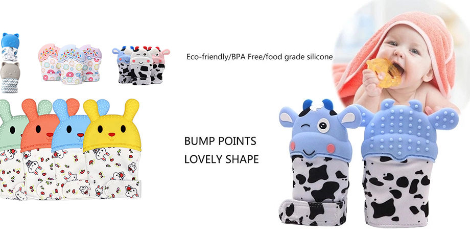 Baby Teether Gloves Food Grade Soft Silicone Molar Mitten Portable Baby Mittens Teether supplier