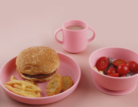 100% food grade silicone baby plate and spoon folk set BPA free non-toxic adult children baby supplier