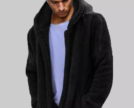 Men Fleece Sherpa Coat Winter Clothes Teddy Bear Fluffy Hooded Jacket Warm customized hoodie coat supplier