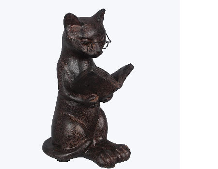 Home Shelf Decoration Black Resin Cat Reading Figurine Gifts for Cat Lovers supplier