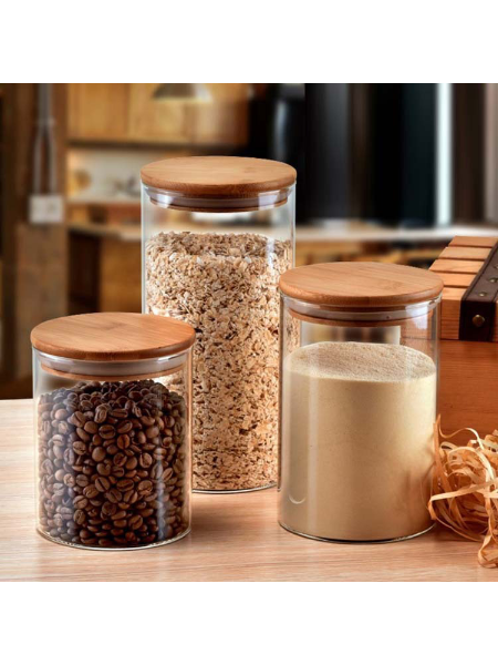 Glass Food Storage Jar for Home Use Glass Kitchen Canisters Bamboo Lids Clear Food Container supplier