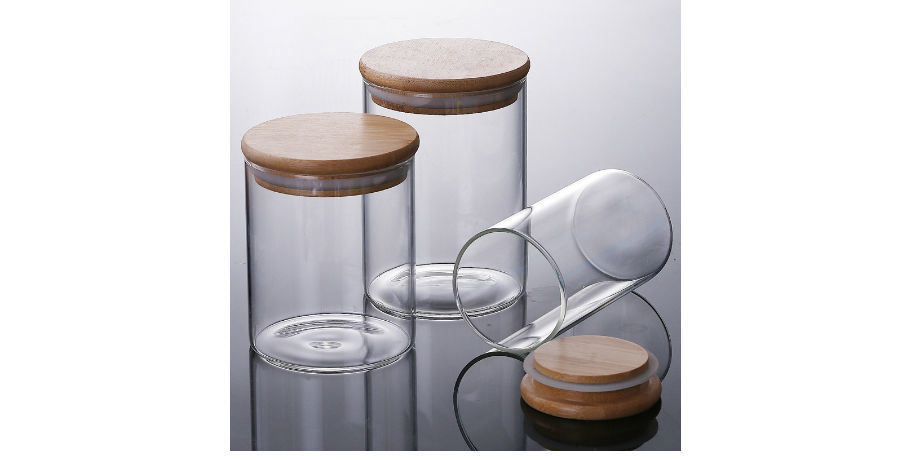Glass Food Storage Jar for Home Use Glass Kitchen Canisters Bamboo Lids Clear Food Container supplier