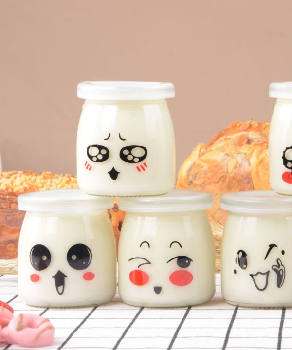 200ml glass pudding jar with pattern silk painting supplier